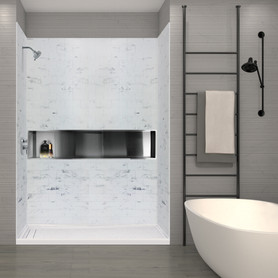 SWK603696-47 SaraMar 36-In X 60-In X 96-In 3-Piece Shower Wall Trimmable Kit, In White Venito