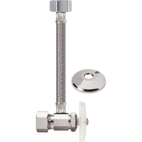 1/2 in. Nom Comp x 7/8 in. Ballcock With Metal Nut Toilet Multi-Turn One-Piece Supply - Angle Stop, Braided Polymer Connector