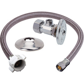 1/2 in. Nom Comp x 3/8 in. O.D. Comp With Metal Nut 3/8 in. Comp x 7/8 in. Ballcock Toilet Multi-Turn Angle Stop, Braided Polymer Connector