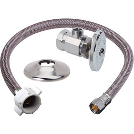 1/2 in. FIP x 3/8 in. O.D. Comp 3/8 in. Comp x 7/8 in. Ballcock Toilet Multi-Turn Angle Stop, Braided Polymer Connector