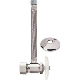 1/2 in. Nom CPVC x 3/8 in. O.D. Comp Faucet Multi-Turn One-Piece Supply - Angle Stop, Braided Polymer Connector