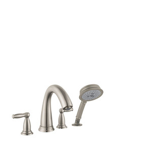 Swing C 4-Hole Roman Tub Set Trim with Lever Handles and 1.8 GPM Handshower, In Brushed Nickel