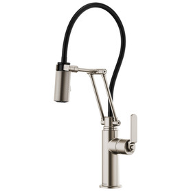 Articulating Faucet with Industrial Handle in Stainless Finish