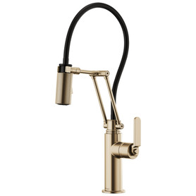 Articulating Faucet with Industrial Handle in Luxe Gold Finish