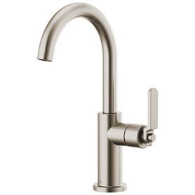 Bar Faucet with Arc Spout and Industrial Handle in Stainless Finish