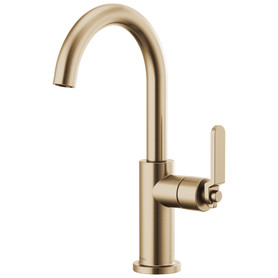 Bar Faucet with Arc Spout and Industrial Handle in Luxe Gold Finish