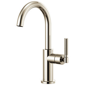 Bar Faucet with Arc Spout and Knurled Handle in Polished Nickel Finish