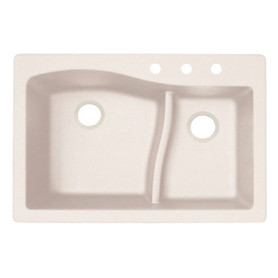33-in D x 22-in W x 5.625-in H Granite Dual Mount Double Bowl Kitchen Sink with 3-Hole in Granito