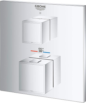 24157000 Grohtherm Cube Single Function 2-Handle Thermostatic Trim in StarLight Chrome Finish