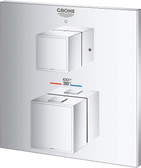 24158000 Grohtherm Cube Dual Function 2-Handle Thermostatic Trim in StarLight Chrome Finish