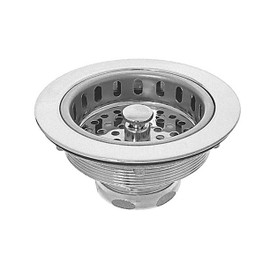 816 Cast Brass Body Sink Basket Strainer, Stainless Steel Basket w/ Brass Slide Post, Cast Brass Stopper and Brass Locknut. Heavy Duty Commercial Grade.