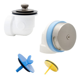 DBlue Half Kit, Schedule 40 - ABS Uni-Lift Stopper w/ Brushed Nickel Finish Trim and Test Plug