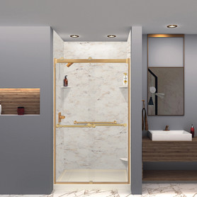 SWK483696-48V SaraMar 48-in x 36-in x 96-in Glue to Wall 3-Piece Shower Wall Trimmable Kit, Biscotti Marble Velvet