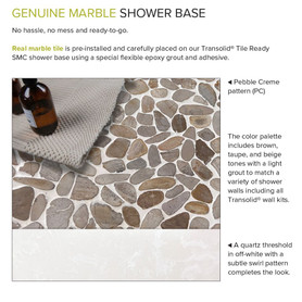 FPT6036R-PC 60-in x 36-in Pre-Tiled Shower Base with Right Hand Drain in Pebble Creme