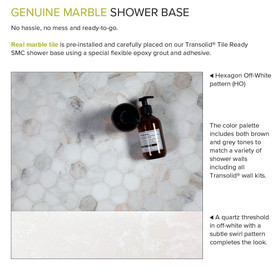 FPT6036C-HO 60-in x 36-in Pre-Tiled Shower Base with Center Drain in Off-White Hexagon
