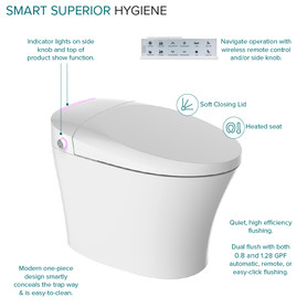 TL-77780-A Ginger 1-Piece 1.28/0.87 GPF Dual Flush Elongated Smart Bidet Toilet With Sensor, White