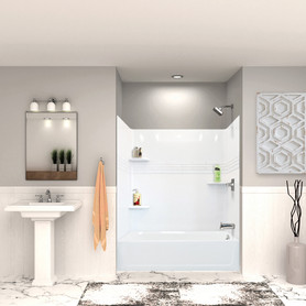 K-3060R-680WHT 60-in x 30-in Tub/Shower Kit with Right Drain, White