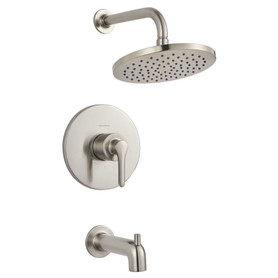 TU105508.295 Studio S 1.8 gpm/6.8 L/min Tub and Shower Trim Kit with Rain Showerhead, Double Ceramic Pressure Balance Cartridge with Lever Handle, Brushed Nickel 