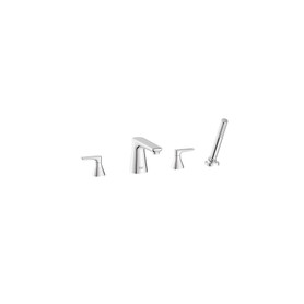American Standard T061901.002 Aspirations 4 Hole 2 Handle Deck Mount Roman Tub Faucet with Lever Handles and Personal Shower, Polished Chrome 