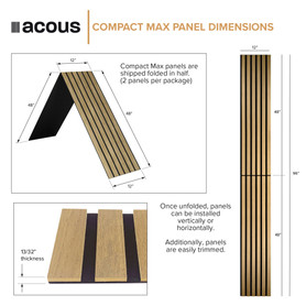 ACMF2-70 Foldable Compact Max 12-in x 96-in x 0.4-in 2-Pack Wall Panels, Light Oak