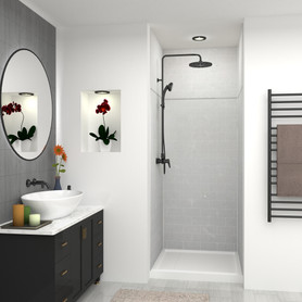 SWKX36367224-50 SaraMar 36-in x 36-in x 96-in Glue to Wall 6-Piece Shower Wall Trimmable Kit with Extension, Lunar