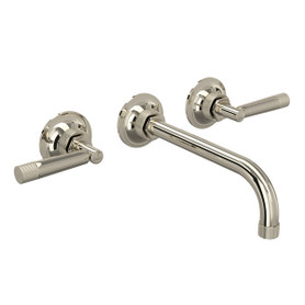 MB-2030LMPNTO-2 Graceline Wall Mount Widespread Bathroom Faucet with Metal Lever Handle, Polished Nickel