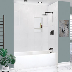 UATLN603020-R-MB Unity 60-in x 30-in x 20-in Alcove Acrylic Bathtub Kit With Right Hand Drain, White/Matte Black