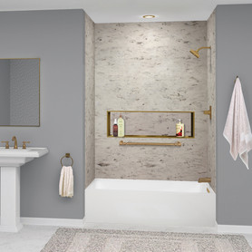UATLN603020-R-CB Unity 60-in x 30-in x 20-in Alcove Acrylic Bathtub Kit With Right Hand Drain, White/Champagne Bronze