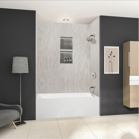 UATLN603215-R-BN Unity 60-in x 32-in x 15-in Alcove Acrylic Bathtub Kit With Right Hand Drain, White/Brushed Nickel