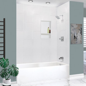 UATLN603217-R-PC Unity AFR 60-in x 32-in x 17-in Alcove Acrylic Bathtub Kit With Right Hand Drain, White/Polished Chrome