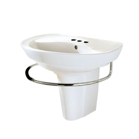 Wall Mounted Two-Piece Shroud and Lavatory with Three Faucet Holes (4 Centers) in White