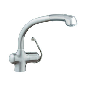 Single Lever Kitchen Faucet with Dual Spray Pull-out in Brushed Stainless Steel