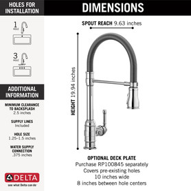 9690-DST Broderick Single Handle Pull Down Kitchen Faucet with Spring Spout, Chrome