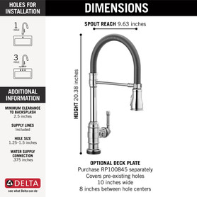 9690T-DST Broderick Single Handle Pull Down Spring Kitchen Faucet with Touch2O Technology, Chrome