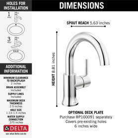 559HAR-GPM-DST Trinsic Single Handle Bathroom Faucet, Chrome