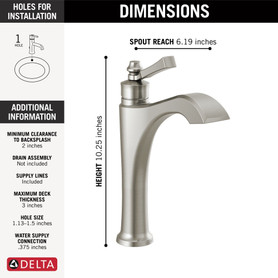 656-SS-DST Dorval Single Handle Mid-Height Vessel Bathroom Faucet, Stainless