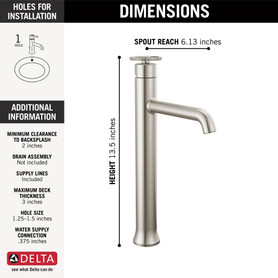 758-SS-DST Trinsic Single Handle Vessel Bathroom Faucet, Stainless