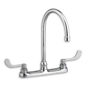 1.5 GPM Top Mount 8" Gooseneck Spout Faucet with Spray in Polished Chrome