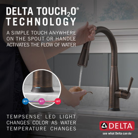 Delta 9113TV-RB-DST Essa VoiceIQ Single Handle Pull Down Faucet with Touch2O Technology, Venetian Bronze