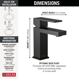 567LF-BLGPM-PP Modern Single Handle Project Pack Bathroom Faucet, Matte Black