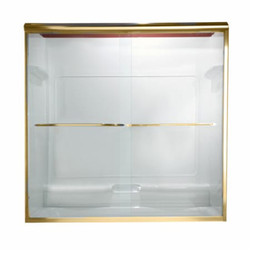 65.5" Tall Frameless, Bypass, Clear Glass Shower Door for 44" to 48" Width Openings in Gold