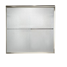 70" Tall Frameless, Bypass, Rain Glass Shower Door for 44" to 48" Width Openings in Brushed Nickel