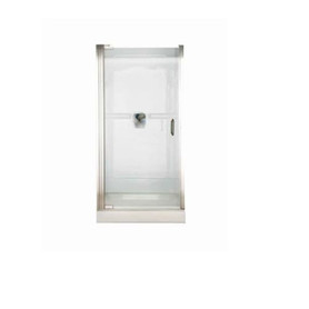65.56" Tall Frameless, Pivot, Clear Glass Shower Door with "D" Handle for 34.19" to 35.06" Width Openings in Silver