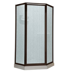 68.5" Tall Framed, Pivot, Hammered Glass Neo Angle Shower Door for 24.12" to 24.12" Width Openings in Oil Rubbed Bronze