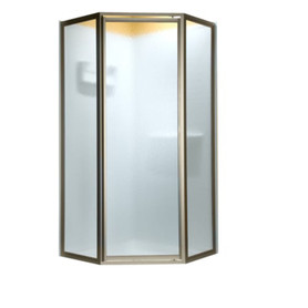 68.5" Tall Framed, Pivot, Hammered Glass Neo Angle Shower Door for 24.44" to 24.44" Width Openings in Brushed Nickel