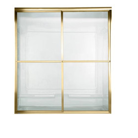 68" Tall Framed, Bypass, Clear Glass Shower Door for 56" to 60" Width Openings in Gold