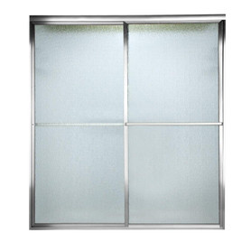 58.5" Tall Framed, Bypass, Rain Glass Shower Door for 56" to 60" Width Openings in Silver