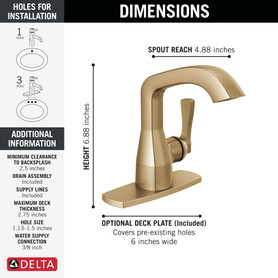 576-CZ-PR-MPU-DST Stryke 6.56-in x 6.00-in x 6.88-in Single Handle Bathroom Faucet, Lumicoat Champagne Bronze