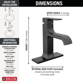 539-BLMPU-DST Velum 6.25-in x 6.00-in x 7.56-in Single Handle Bathroom Faucet, Matte Black
