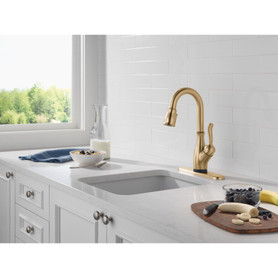 9678TL-CZ-DST Leland 9.13-in x 3.50-in x 14.56-in Touch2O Bar and Prep Faucet with Touchless Technology, Champagne Bronze